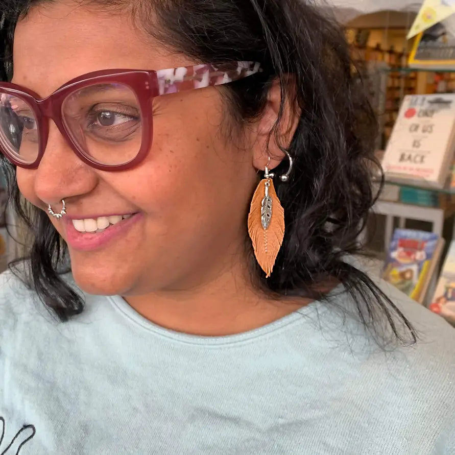 DARYL Silver Handmade Boho Earrings in Vegan Eco Leather