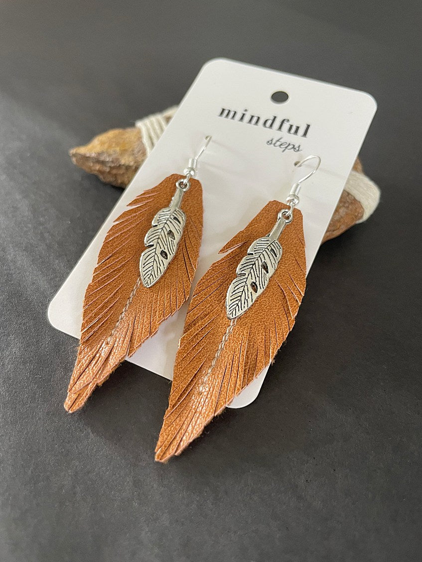DARYL Silver Handmade Boho Earrings in Vegan Eco Leather