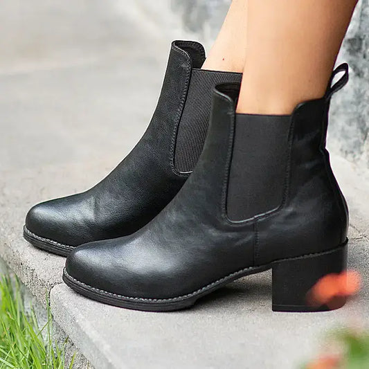 Chrissie is a Chelsea style Vegan boot for women with a comfortable heel. Mindful Steps is a Sydney based Australian label specialising in only in vegan and cruelty-free fashion shoes and accessories for women. We are vegan for the animals. Our materials are strong and eco. All items are handmade in fair work and pay.