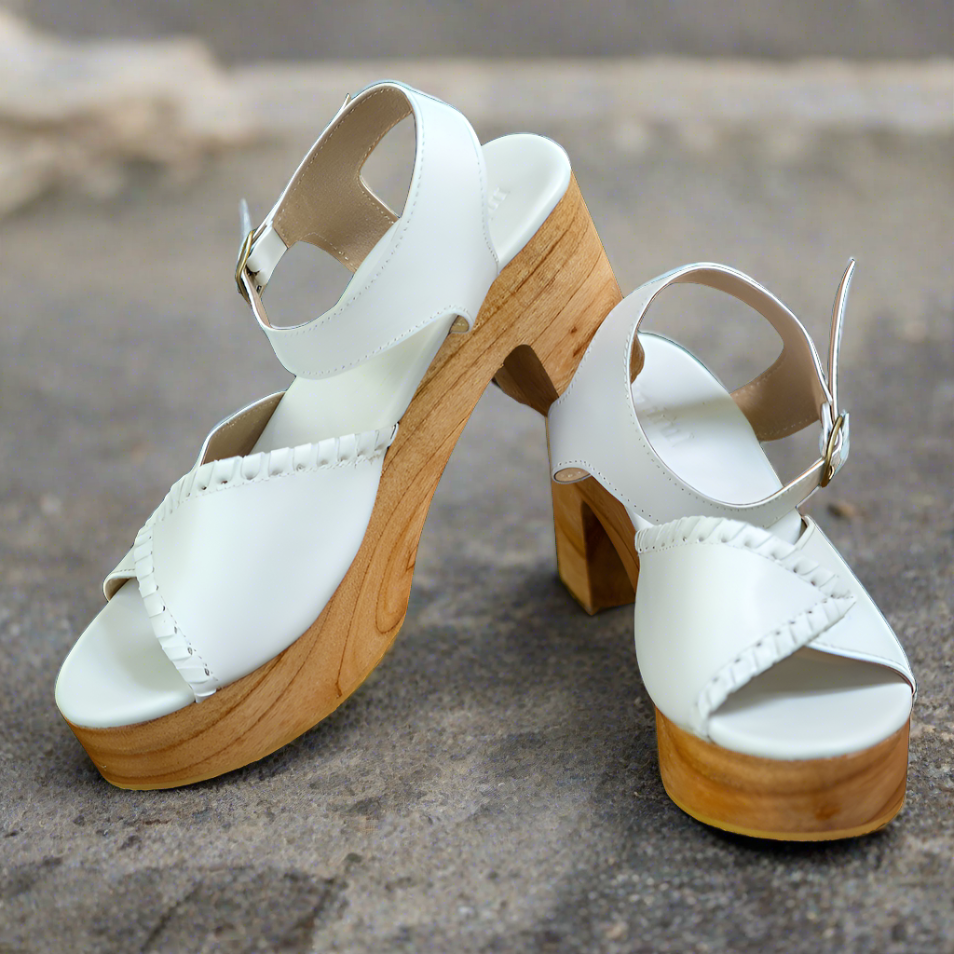 SADIE: Vegan Leather Heels White
