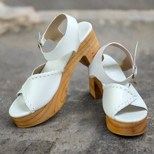 SADIE: Vegan Leather Heels White