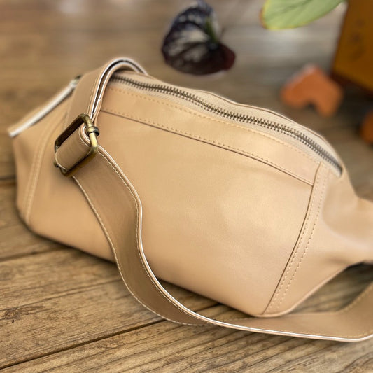 ROBIN: Vegan Leather Sling Bag Beige