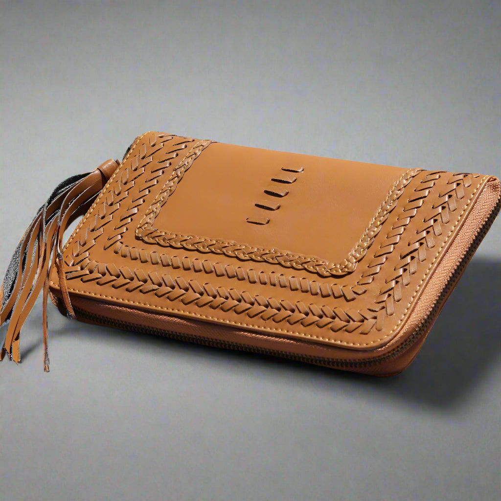 GEORGIE: Vegan Leather Wallet/Clutch Amber