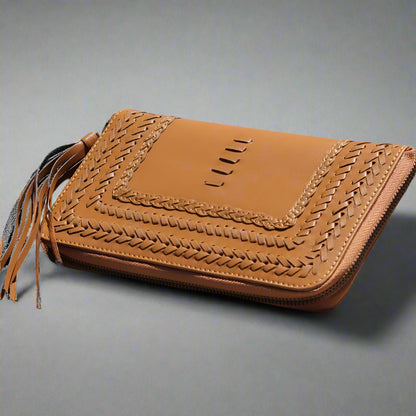 GEORGIE: Vegan Leather Wallet/Clutch Amber