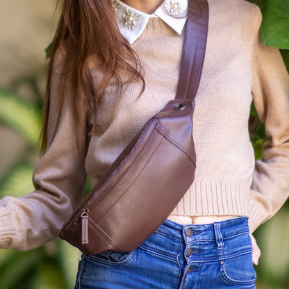 ROBIN: Vegan Leather Sling Bag Brown