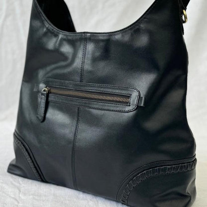 ELLIE: Vegan Leather Shoulder Bag Black