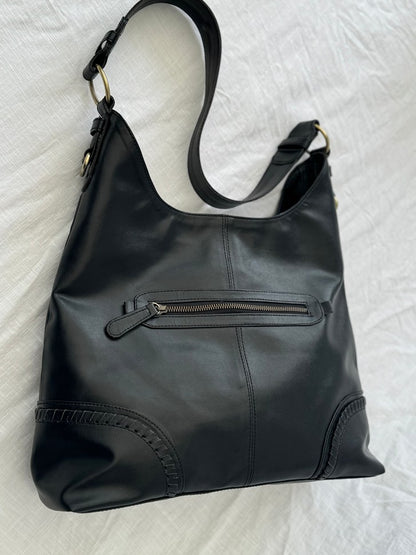 ELLIE: Vegan Leather Shoulder Bag Black