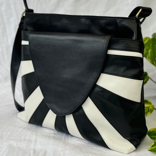 THANDIWE: Vegan Leather Handbag Black and White