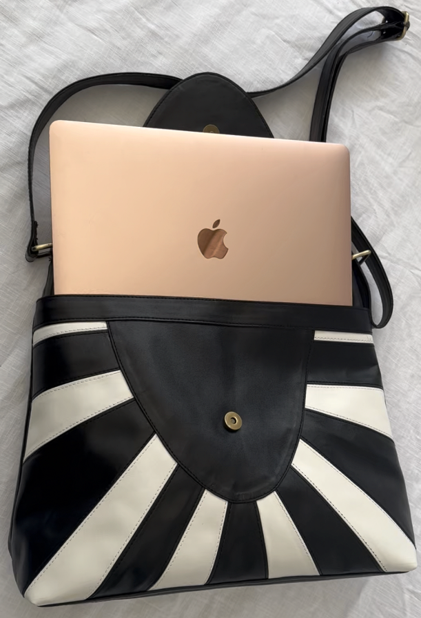 THANDIWE: Vegan Leather Handbag Black and White