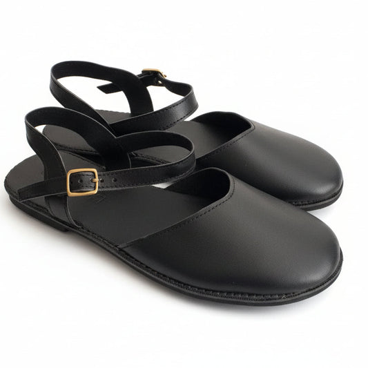 FLORA: Vegan Leather Sandals All Black 2026