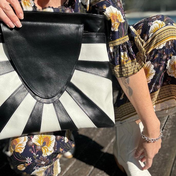 THANDIWE: Vegan Leather Handbag Black and White
