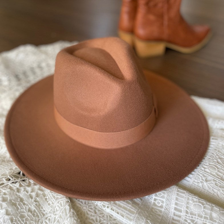 TEGAN: Vegan Wide Brim Fedora Black and Brown