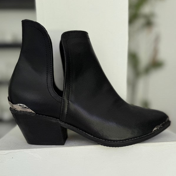 LOTUS: Vegan Leather Ankle Boots Black