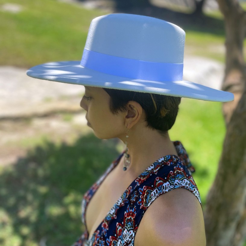 FIONA: Vegan Wide Brim Boater Hat White