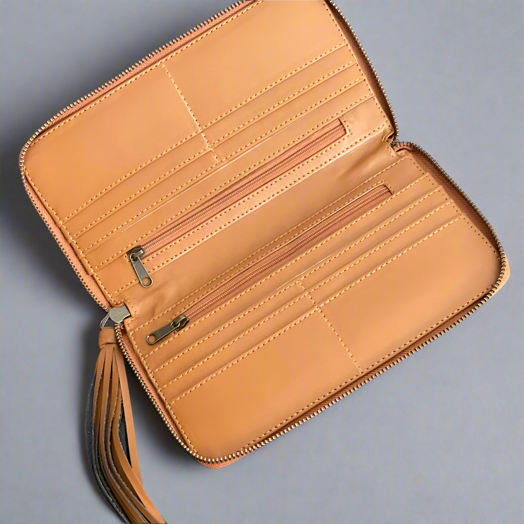 GEORGIE: Vegan Leather Wallet/Clutch Amber