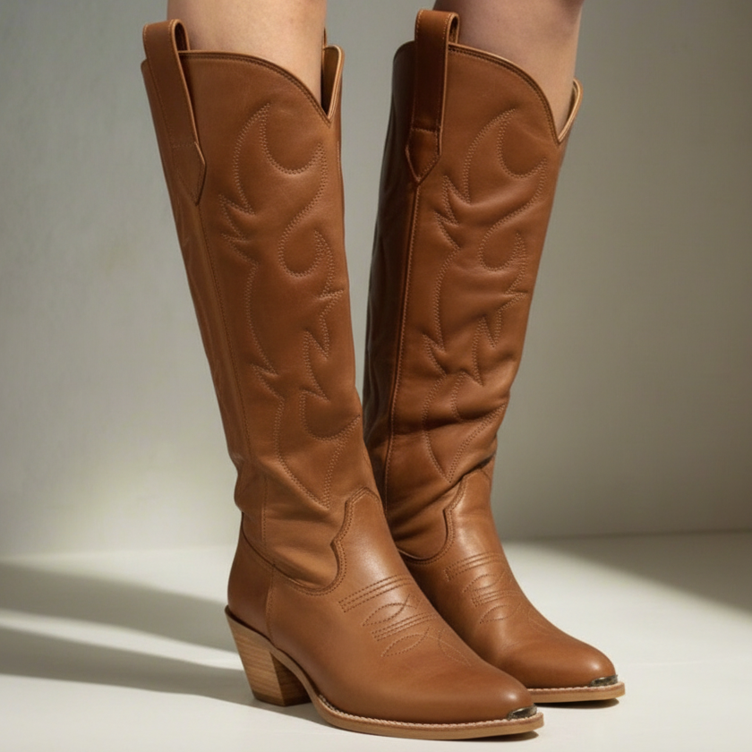 [Pre-order] PAMELA Zippered Cowgirl Boots Tall