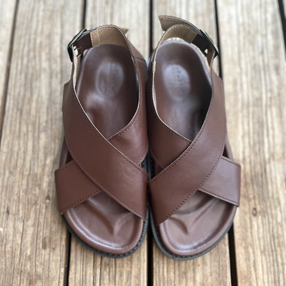 MAGGIE: Vegan Leather Sandals Brown