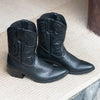 PAMELA Handmade Boots in Embroidered Black Vegan Eco Leather