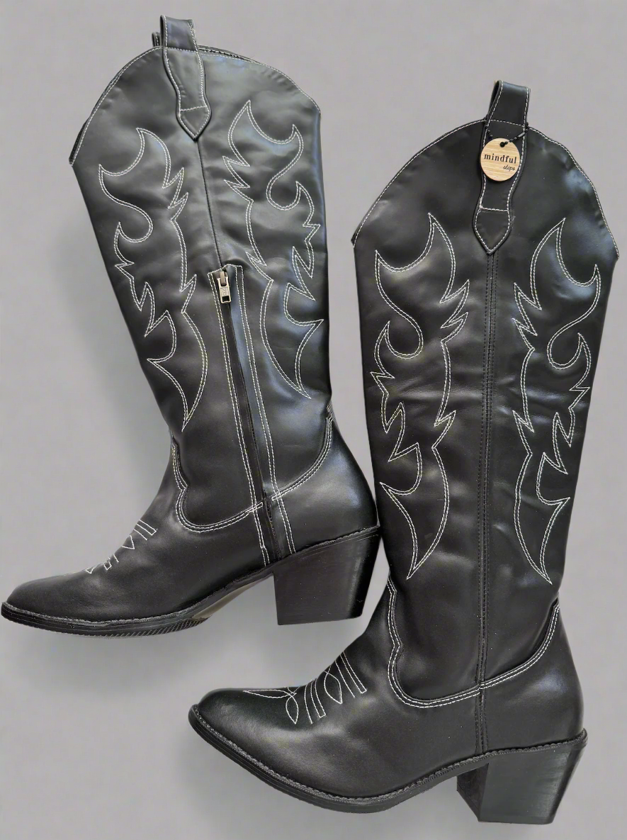 [Pre-order] PAMELA Zippered Cowgirl Boots Tall