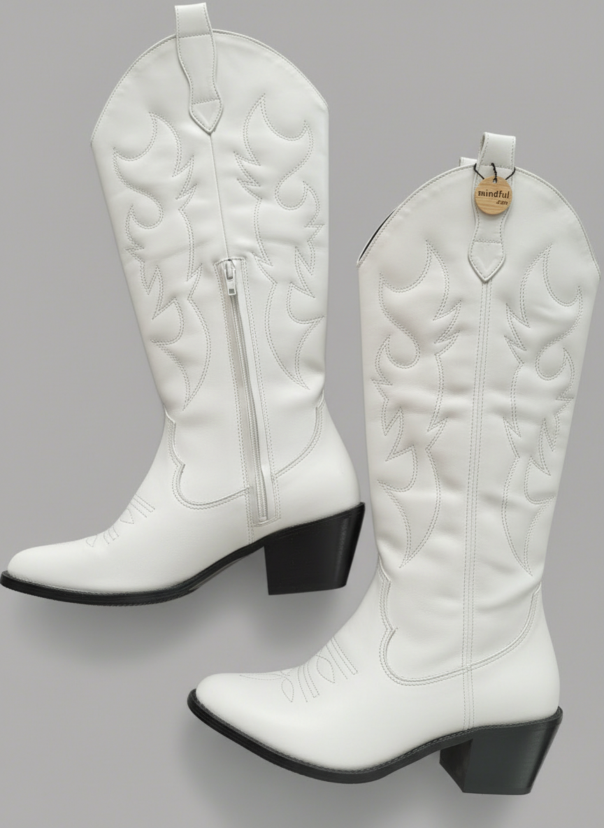[Pre-order] PAMELA Zippered Cowgirl Boots Tall