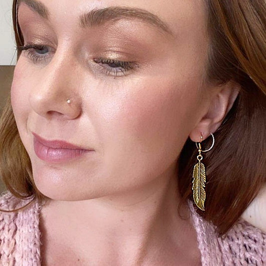 STELLA Gold Feather Earrings