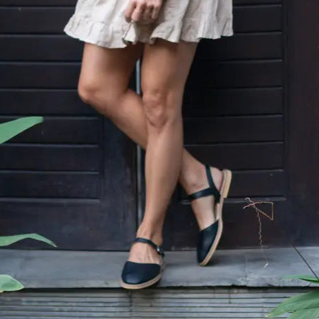 Women's vegan shoes. Crafted with high-quality vegan leather and thick fast-drying and anti-odour lining, our Flora closed-toe buckled mary-jane sandals are a comfortable, versatile style. Available in colours cream, tan and black. All shoes are handmade in Bali. Mindful Steps is a Sydney Australia small business