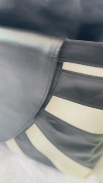 THANDIWE: Vegan Leather Handbag Black and White