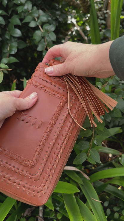 GEORGIE: Vegan Leather Clutch Wallet Tan Brown