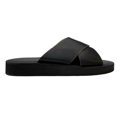 VENUS: Vegan Leather Slides (Wider Foot) Black