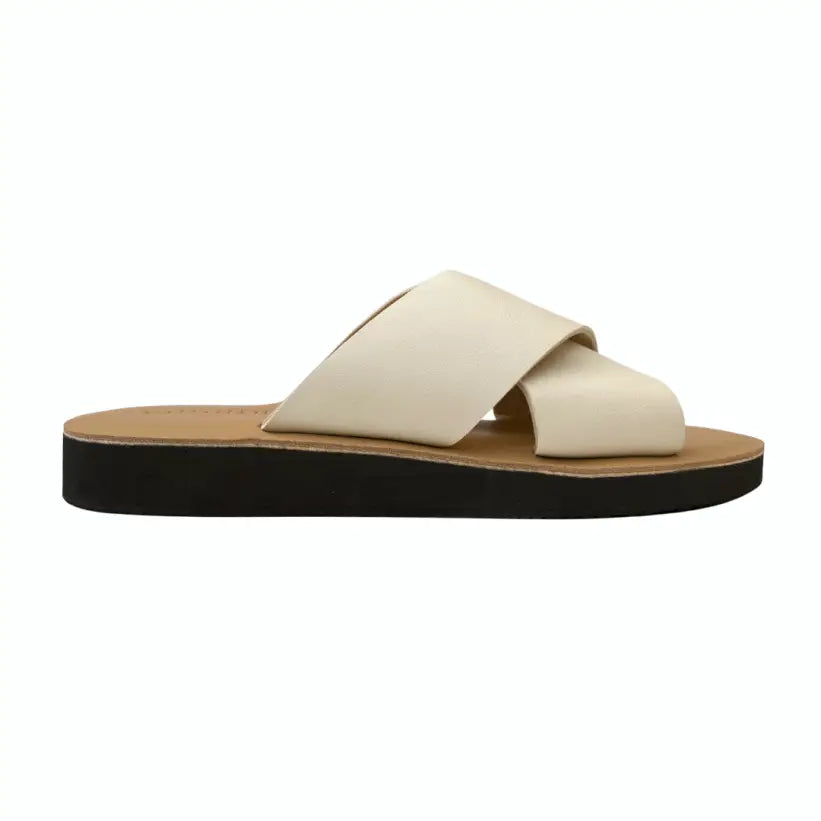 VENUS: Vegan Leather Slides (41-42 Wide) Cream