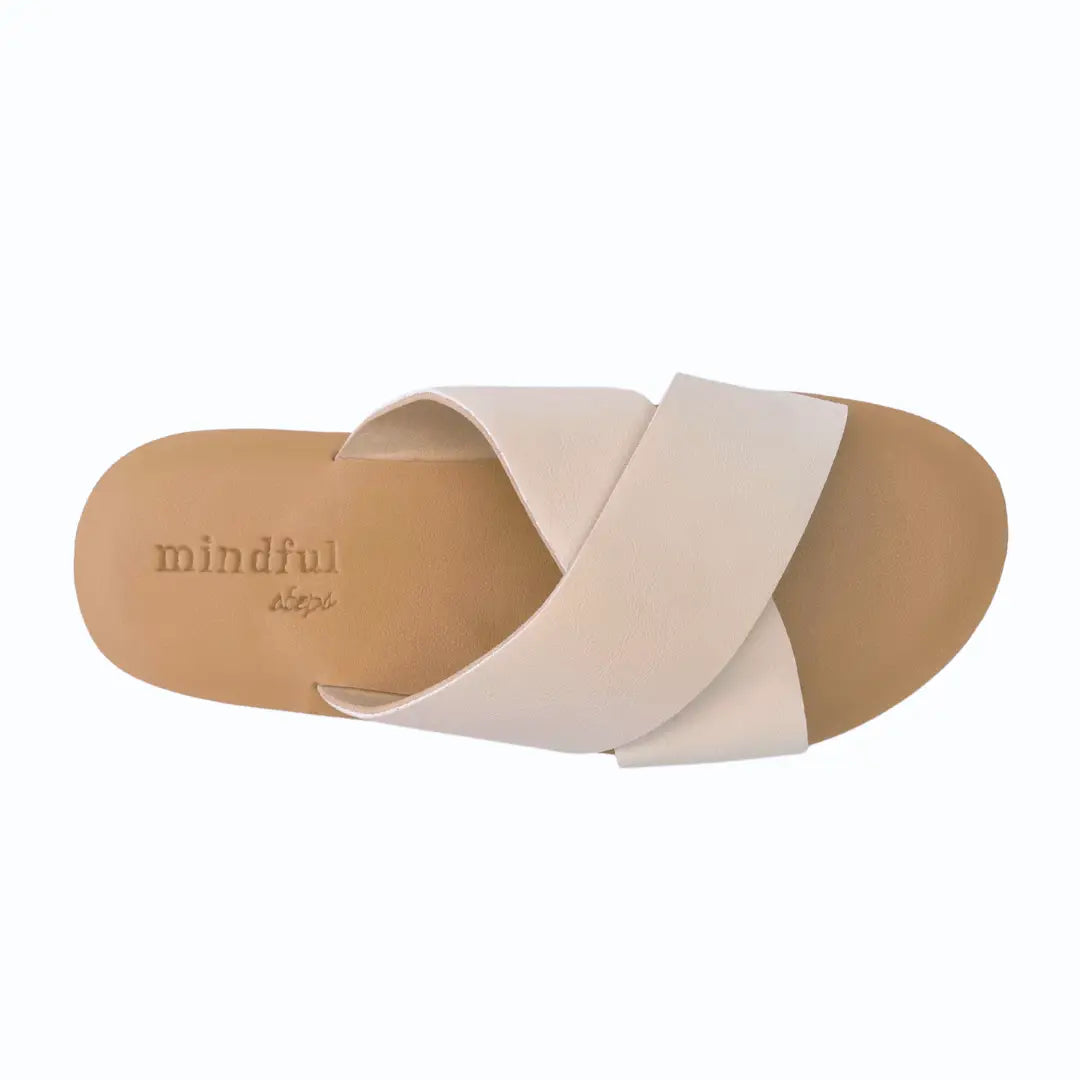 VENUS: Vegan Leather Slides (41-42 Wide) Cream