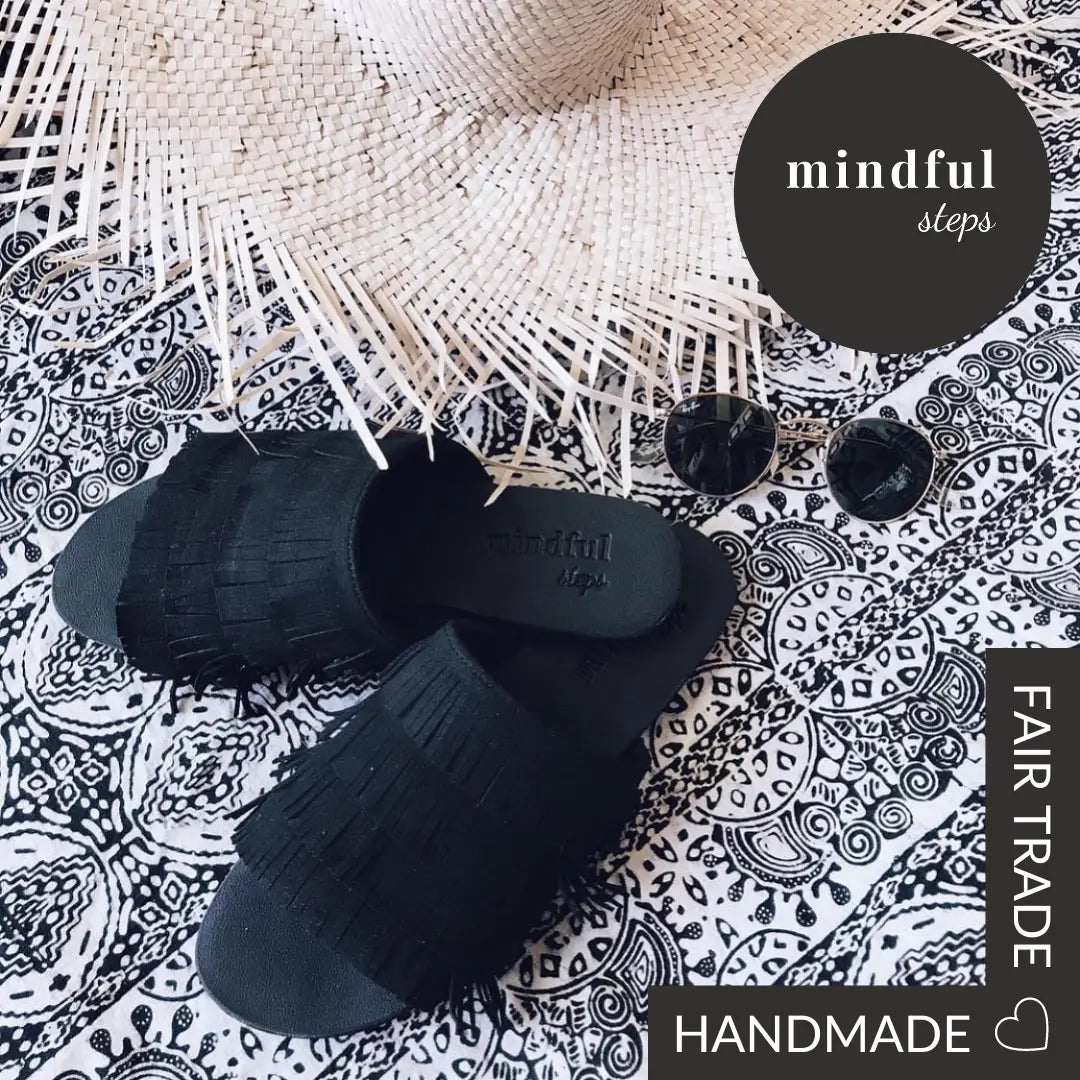 GIGI Handmade Black Vegan Eco Suede Slides