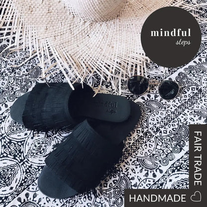 GIGI Handmade Black Vegan Eco Suede Slides