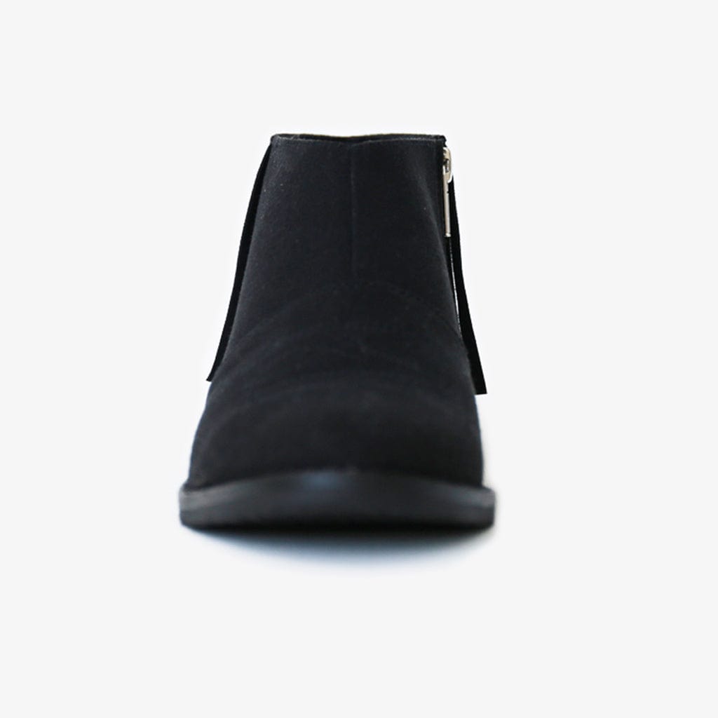 Vina Fringe Boots in Black Vegan Suede