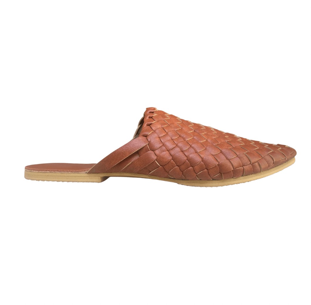 Woven Mules in Brown Tan Vegan Leather Shoes Mindful Steps Boutique
