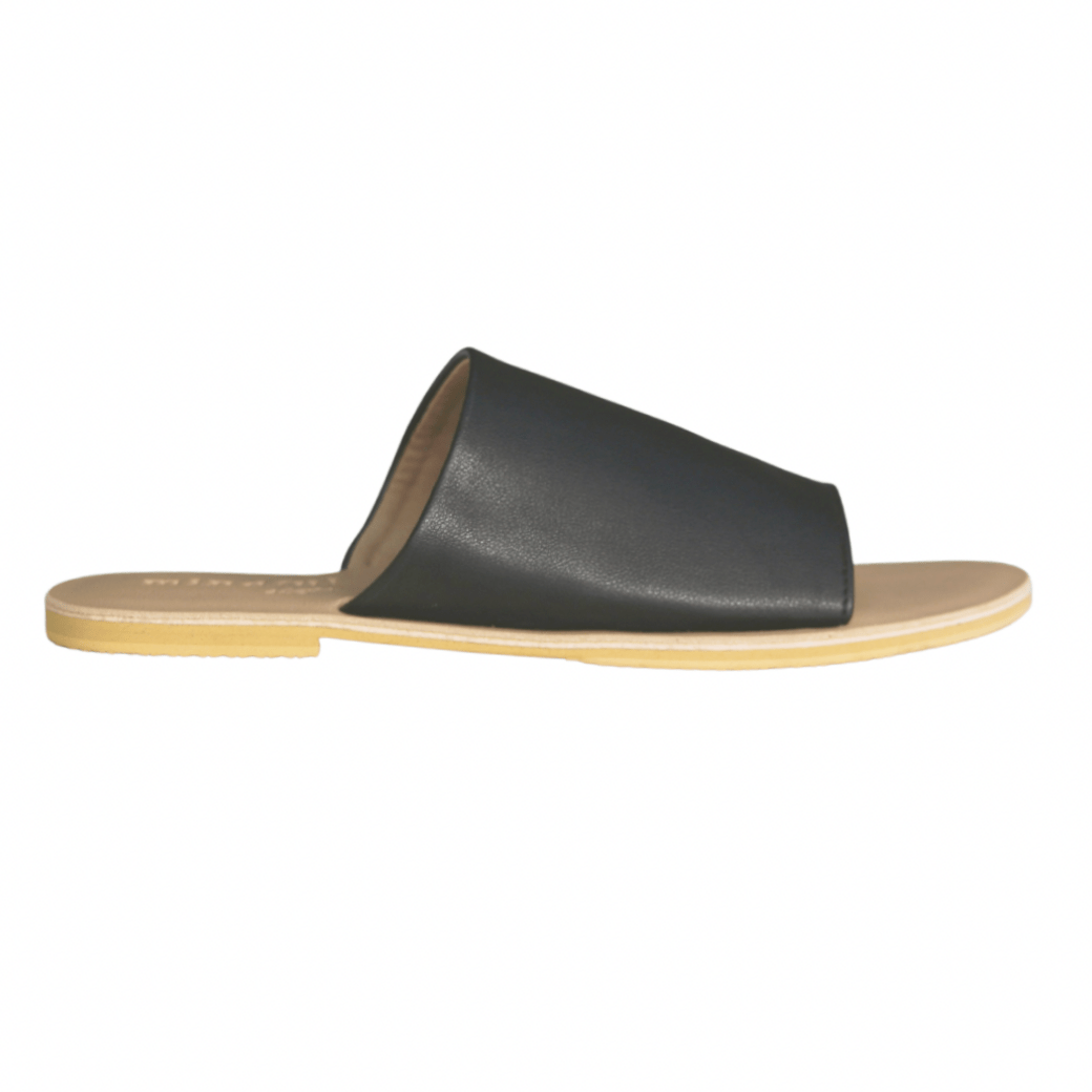 Mindful Steps Boutique Slide SAGE Black Vegan Leather Slides